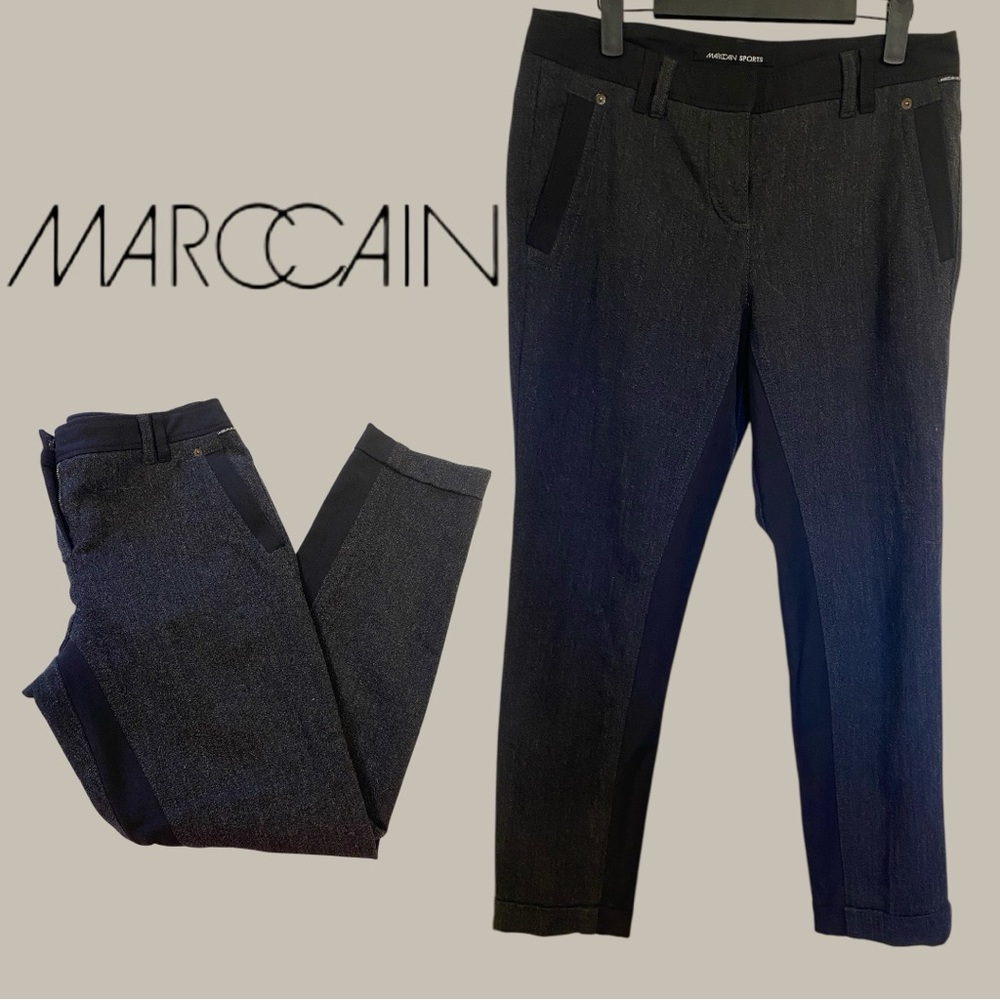 Marc Cain Sports Wool Blend Slim Straight Pants Gray Black Size 8